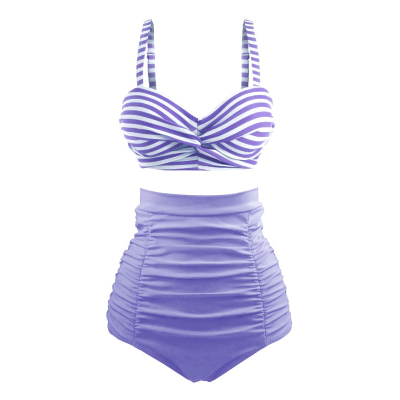 [Pre-Sale] 1940s Striped Colorblock Vintage Bikini Set