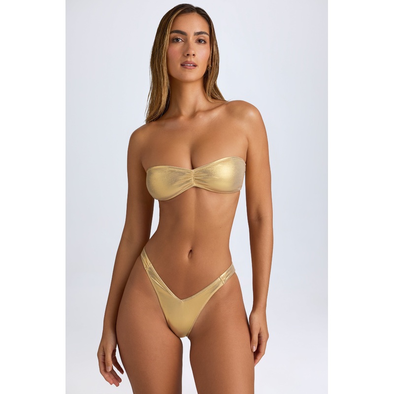 Bandeau Bikini Top in Metallic Gold