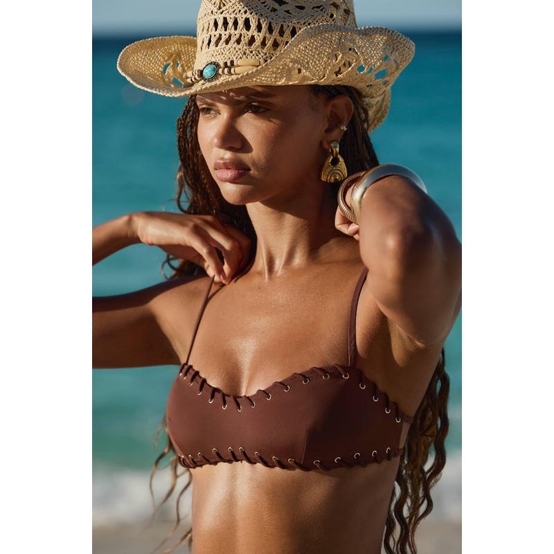 Bandeau Bikini Top in Chocolate Brown